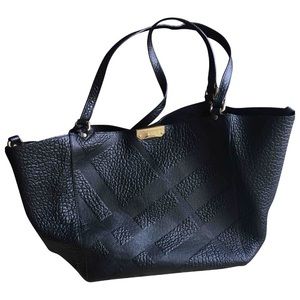 Burberry Black Check Embossed Grain Leather Bag